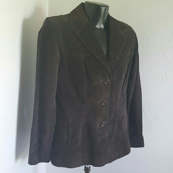 Liz Claiborne leather suede brown jacket women size LP - Picture 3 of 8